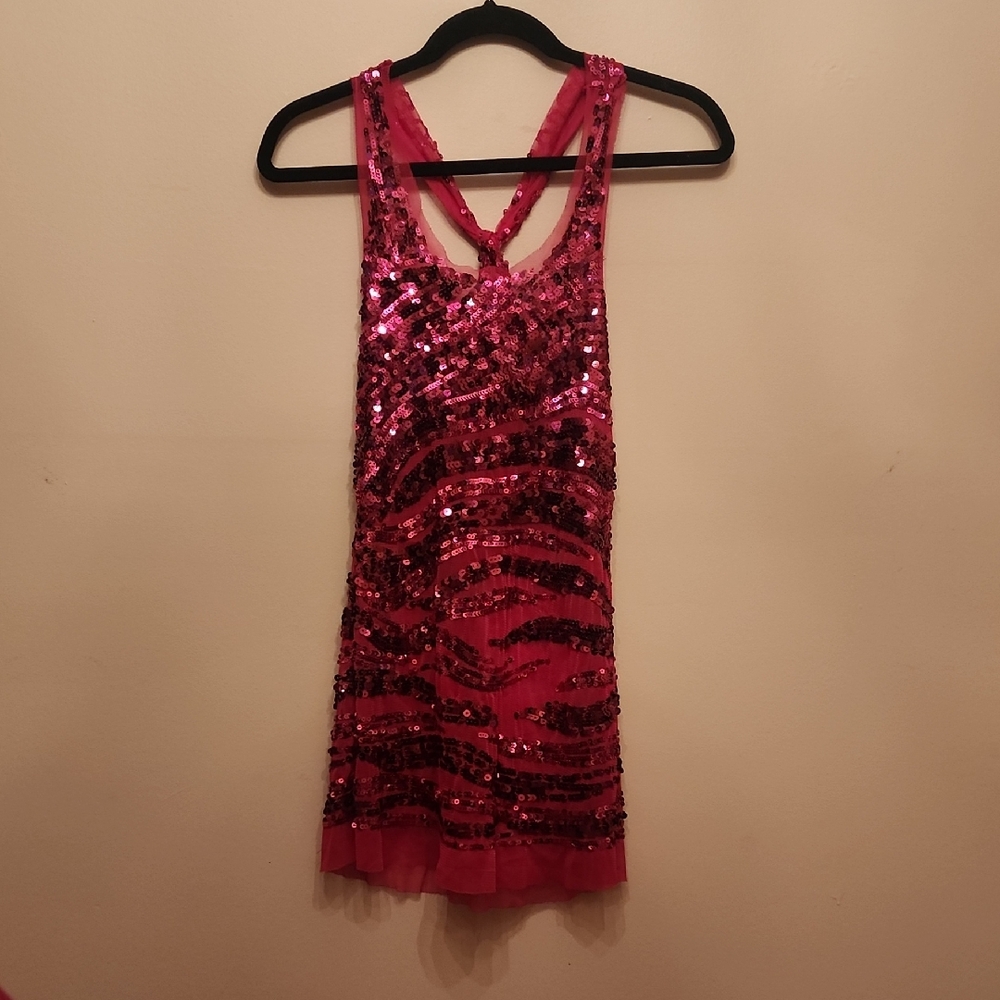 Pink Sequin Sleeveless Dress